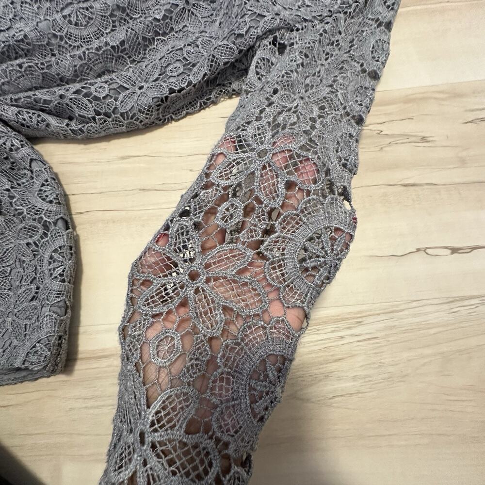 Trina Turk Women‎ 8 Dress Cocktail Lace Shift A-Line Long Sleeve Lined Gray - Picture 4 of 9